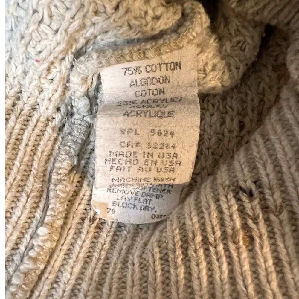 Shenandoah Mens Medium Beige Speckled Henley Mock Neck Knit Sweater USA
